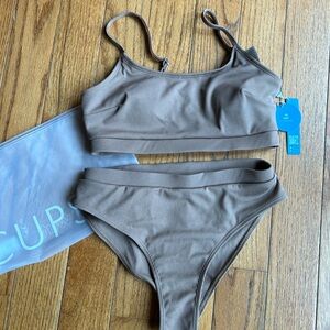 Cupshe Brown Ribbed Bikini Set NWT